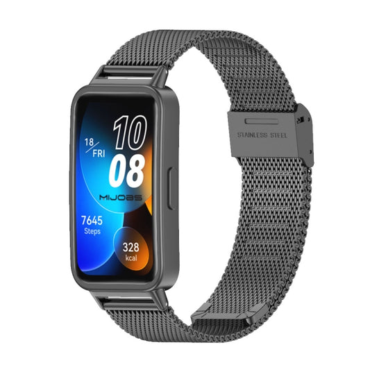 For Huawei Band 8 / 9 / 10 Mijobs Milan Buckle Stainless Steel Watch Band(Black) - Watch Bands by MIJOBS | Online Shopping UK | buy2fix