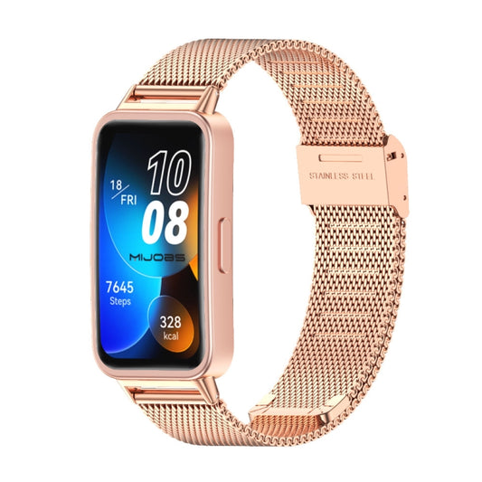 For Huawei Band 8 / 9 / 10 Mijobs Milan Buckle Stainless Steel Watch Band(Rose Gold) - Watch Bands by MIJOBS | Online Shopping UK | buy2fix