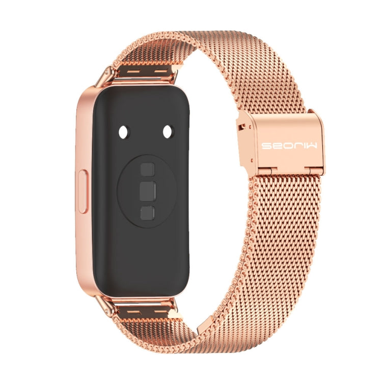 For Huawei Band 8 / 9 / 10 Mijobs Milan Buckle Stainless Steel Watch Band(Rose Gold) - Watch Bands by MIJOBS | Online Shopping UK | buy2fix