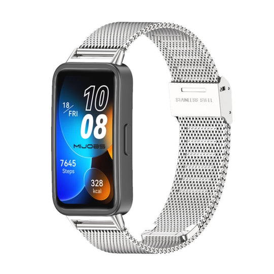 For Huawei Band 8 / 9 / 10 Mijobs Milan Buckle Stainless Steel Watch Band(Silver)