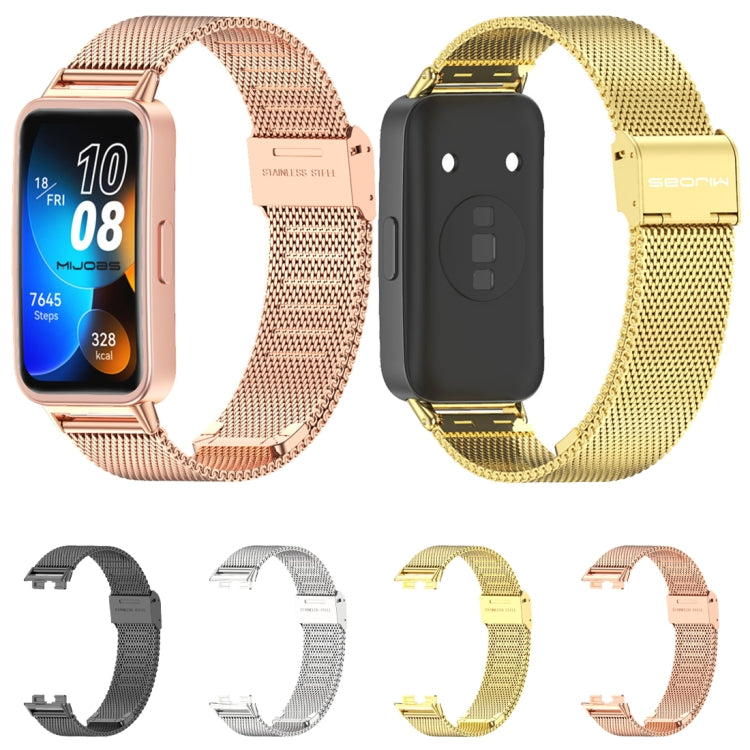 For Huawei Band 8 / 9 / 10 Mijobs Milan Buckle Stainless Steel Watch Band(Silver) - Watch Bands by MIJOBS | Online Shopping UK | buy2fix