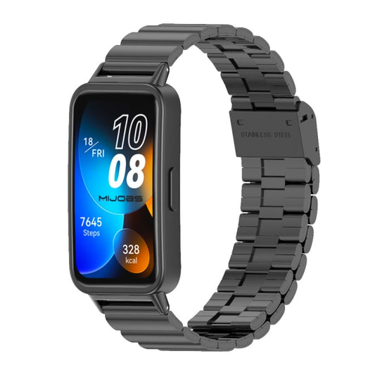 For Huawei Band 8 / 9 / 10 Mijobs Bamboo Buckle Stainless Steel Watch Band(Black) - Watch Bands by MIJOBS | Online Shopping UK | buy2fix