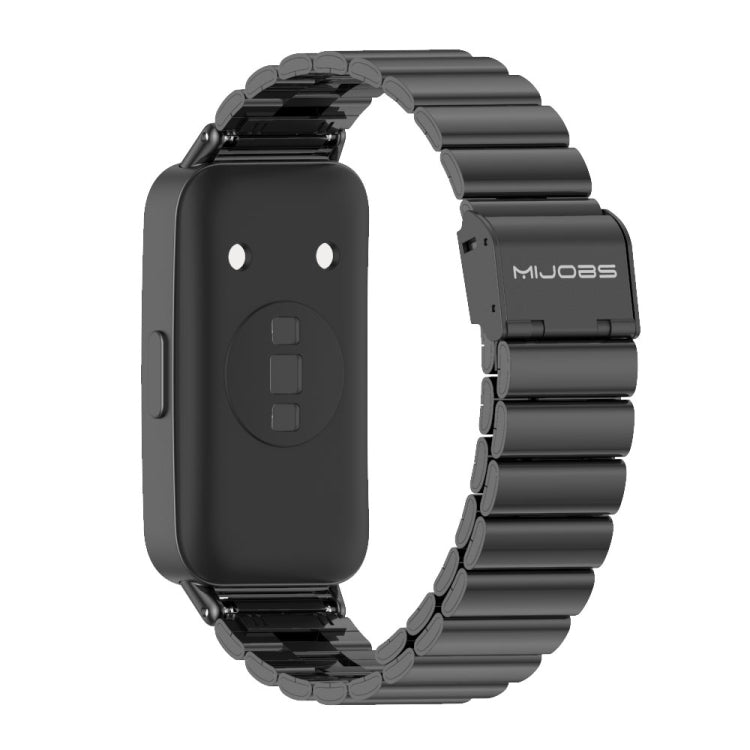 For Huawei Band 8 / 9 / 10 Mijobs Bamboo Buckle Stainless Steel Watch Band(Black) - Watch Bands by MIJOBS | Online Shopping UK | buy2fix