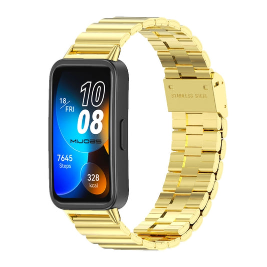 For Huawei Band 8 / 9 / 10 Mijobs Bamboo Buckle Stainless Steel Watch Band(Gold) - Watch Bands by MIJOBS | Online Shopping UK | buy2fix