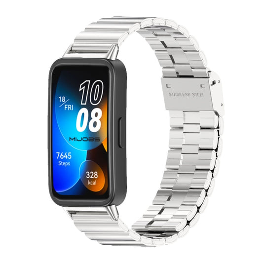 For Huawei Band 8 / 9 / 10 Mijobs Bamboo Buckle Stainless Steel Watch Band(Silver) - Watch Bands by MIJOBS | Online Shopping UK | buy2fix