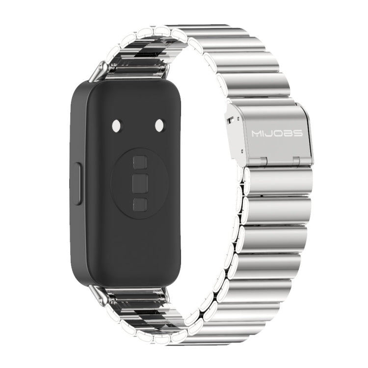 For Huawei Band 8 / 9 / 10 Mijobs Bamboo Buckle Stainless Steel Watch Band(Silver) - Watch Bands by MIJOBS | Online Shopping UK | buy2fix