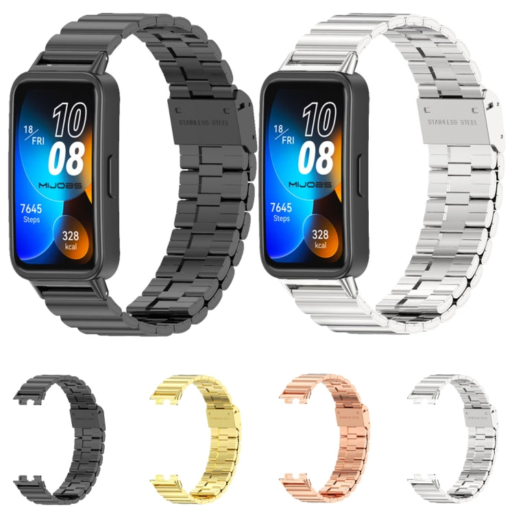 For Huawei Band 8 / 9 / 10 Mijobs Bamboo Buckle Stainless Steel Watch Band(Silver) - Watch Bands by MIJOBS | Online Shopping UK | buy2fix