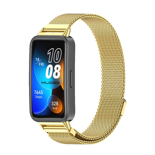 For Huawei Band 8 / 9 / 10 Mijobs Milan Magnetic Stainless Steel Watch Band(Gold) - Watch Bands by MIJOBS | Online Shopping UK | buy2fix