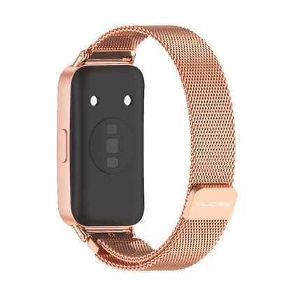 For Huawei Band 8 / 9 / 10 Mijobs Milan Magnetic Stainless Steel Watch Band(Rose Gold) - Watch Bands by MIJOBS | Online Shopping UK | buy2fix
