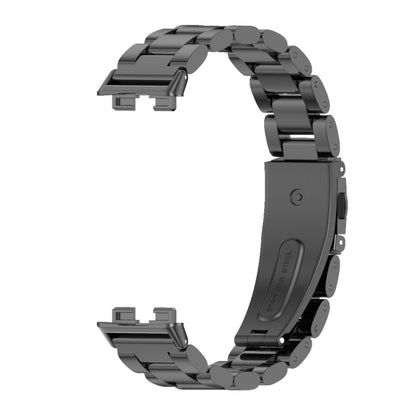 For Huawei Band 8 / 9 / 10 Mijobs Three Bead Bamboo Stainless Steel Watch Band(Black) - Watch Bands by MIJOBS | Online Shopping UK | buy2fix