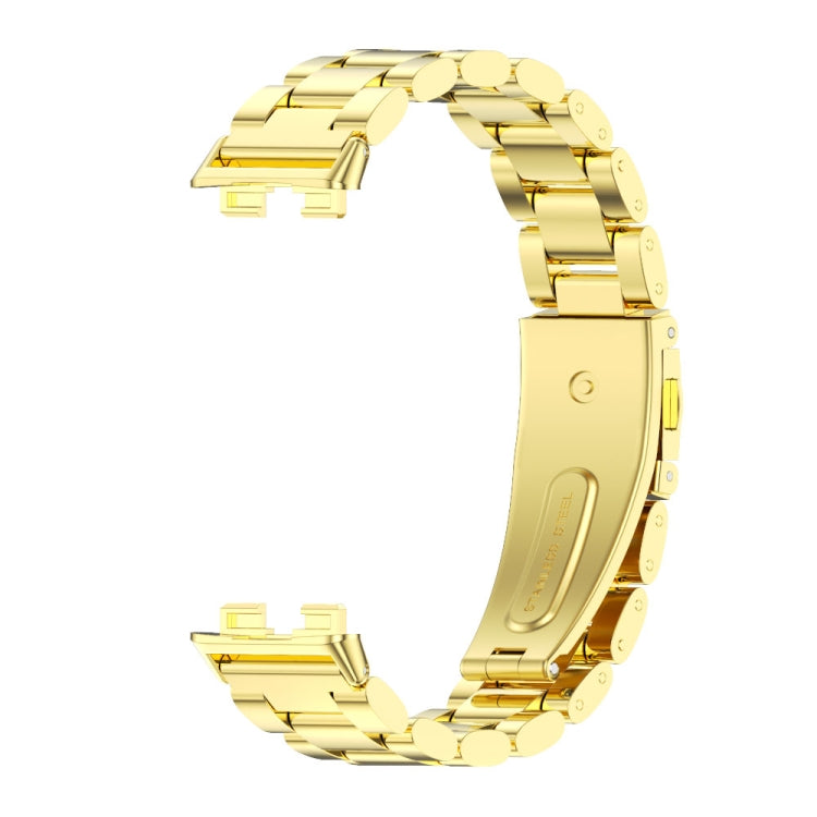 For Huawei Band 8 / 9 / 10 Mijobs Three Bead Bamboo Stainless Steel Watch Band(Gold) - Watch Bands by MIJOBS | Online Shopping UK | buy2fix
