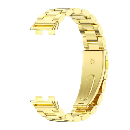 For Huawei Band 8 / 9 / 10 Mijobs Three Bead Bamboo Stainless Steel Watch Band(Gold) - Watch Bands by MIJOBS | Online Shopping UK | buy2fix