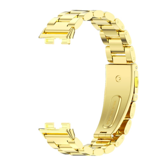 For Huawei Band 8 / 9 / 10 Mijobs Three Bead Bamboo Stainless Steel Watch Band(Gold) - Watch Bands by MIJOBS | Online Shopping UK | buy2fix