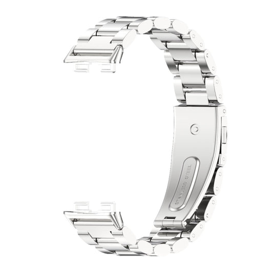 For Huawei Band 8 / 9 / 10 Mijobs Three Bead Bamboo Stainless Steel Watch Band(Silver) - Watch Bands by MIJOBS | Online Shopping UK | buy2fix