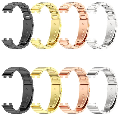 For Huawei Band 8 / 9 / 10 Mijobs Three Bead Bamboo Stainless Steel Watch Band(Black) - Watch Bands by MIJOBS | Online Shopping UK | buy2fix