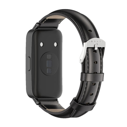 For Huawei Band 8 / 9 / 10 Mijobs Cowhide Leather Watch Band(Black) - Watch Bands by MIJOBS | Online Shopping UK | buy2fix