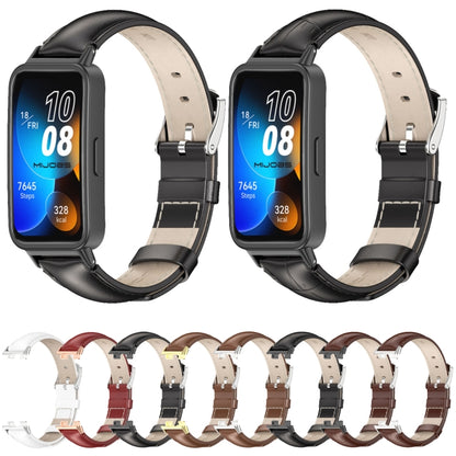 For Huawei Band 8 / 9 / 10 Mijobs Cowhide Leather Watch Band(Red Rose Gold) by MIJOBS