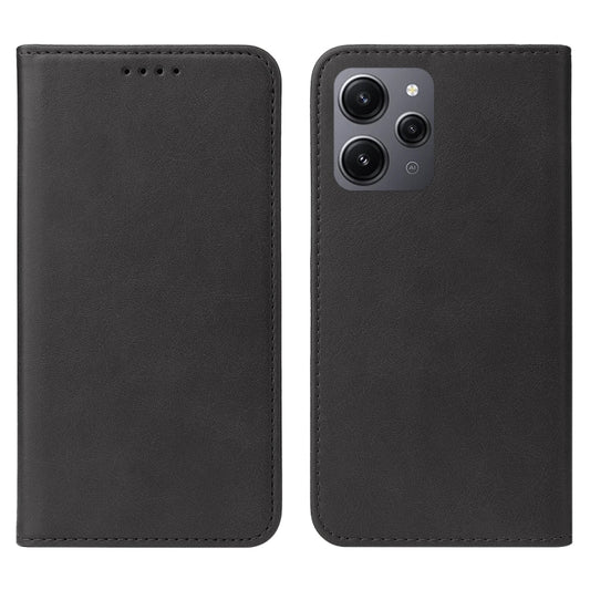 For Xiaomi Redmi 12 4G Magnetic Closure Leather Phone Case(Black) - Xiaomi Cases by buy2fix | Online Shopping UK | buy2fix