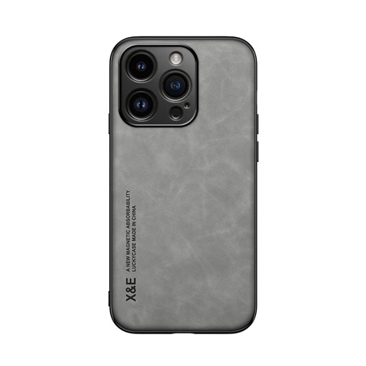 For iPhone 14 Pro Max Skin Feel Magnetic Leather Back Phone Case(Light Grey) - iPhone 14 Pro Max Cases by buy2fix | Online Shopping UK | buy2fix