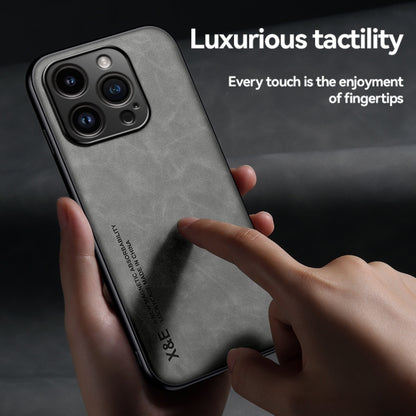 For iPhone 14 Pro Max Skin Feel Magnetic Leather Back Phone Case(Light Grey) - iPhone 14 Pro Max Cases by buy2fix | Online Shopping UK | buy2fix