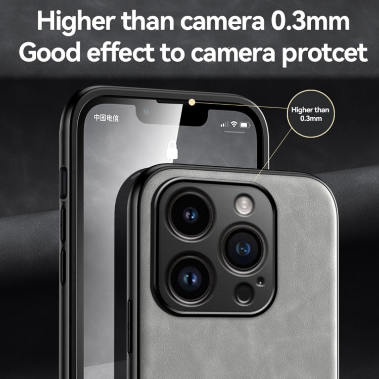 For iPhone 14 Pro Max Skin Feel Magnetic Leather Back Phone Case(Light Grey) - iPhone 14 Pro Max Cases by buy2fix | Online Shopping UK | buy2fix