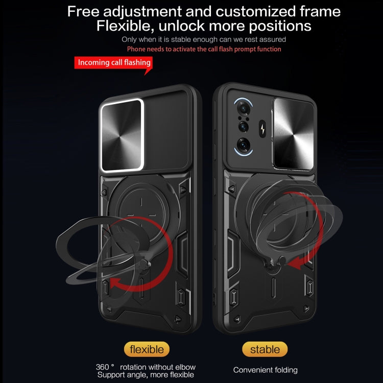 For Xiaomi Redmi K40 Gaming CD Texture Sliding Camshield Magnetic Holder Phone Case(Red) - Xiaomi Cases by buy2fix | Online Shopping UK | buy2fix