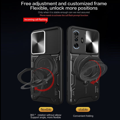 For Xiaomi Redmi K40 Gaming CD Texture Sliding Camshield Magnetic Holder Phone Case(Red) - Xiaomi Cases by buy2fix | Online Shopping UK | buy2fix