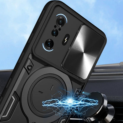 For Xiaomi Redmi K40 Gaming CD Texture Sliding Camshield Magnetic Holder Phone Case(Red) - Xiaomi Cases by buy2fix | Online Shopping UK | buy2fix