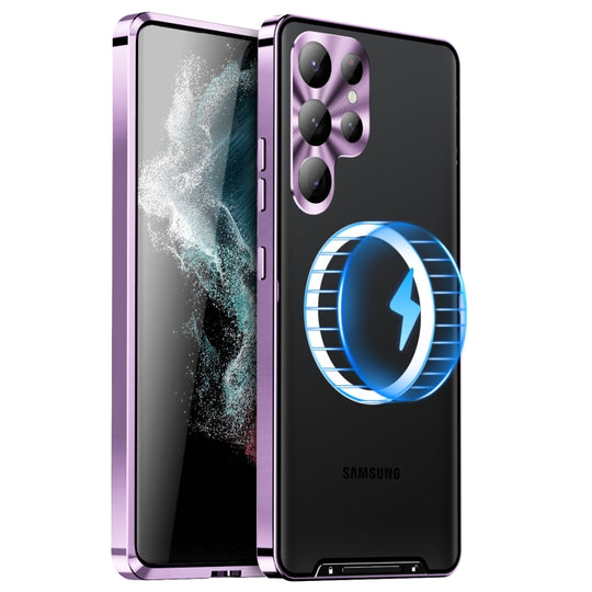 For Samsung Galaxy S24 Ultra 5G MagSafe Magnetic Frosted Metal Phone Case(Purple)