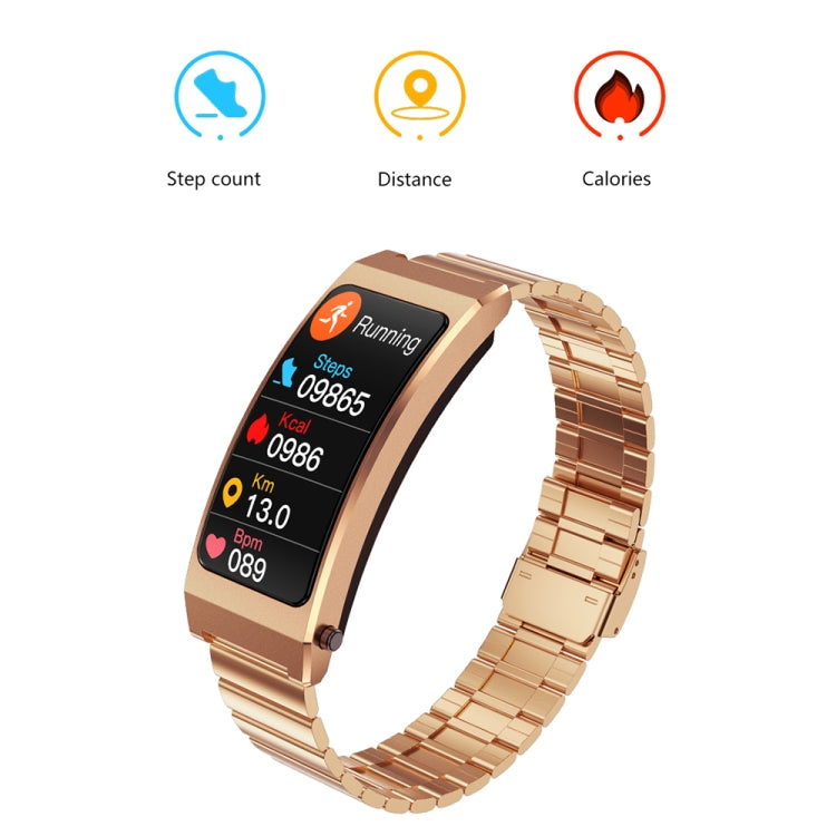 K13S 1.14 inch TFT Screen Leather Strap Smart Calling Bracelet Supports Sleep Management/Blood Oxygen Monitoring(Rose Gold) by buy2fix
