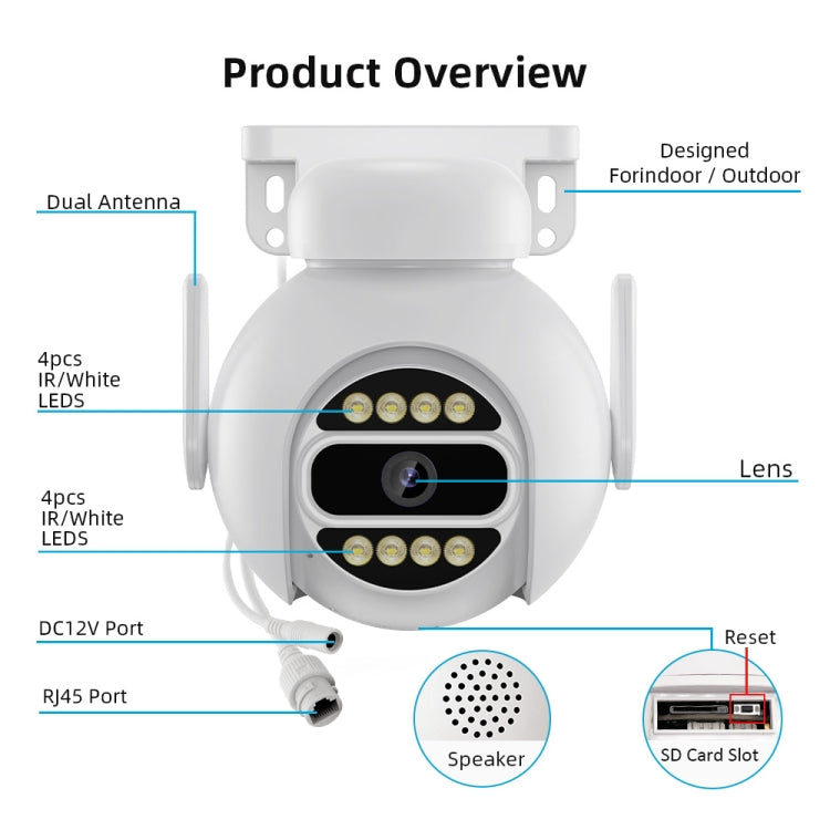 A8-C2 2MP Smart WiFi Surveillance IP Camera, Dual-light Full Color Night Vision / Two Way Audio / TF Card, Power Plug:EU Plug(White) by buy2fix