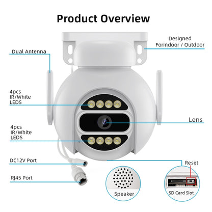A8-C2 2MP Smart WiFi Surveillance IP Camera, Dual-light Full Color Night Vision / Two Way Audio / TF Card, Power Plug:EU Plug(White) by buy2fix