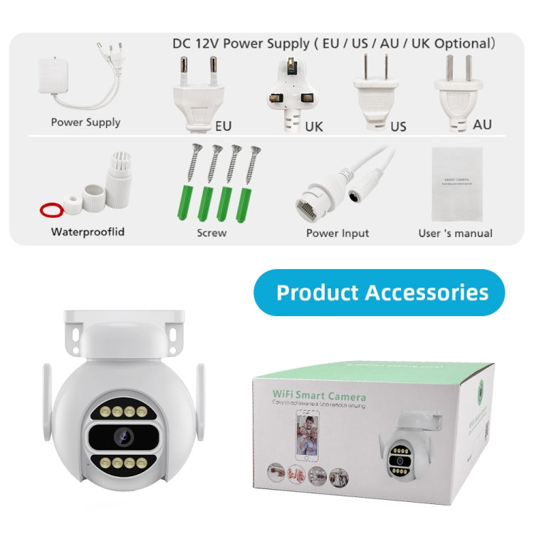 A8-C2 2MP Smart WiFi Surveillance IP Camera, Dual-light Full Color Night Vision / Two Way Audio / TF Card, Power Plug:EU Plug(White) by buy2fix
