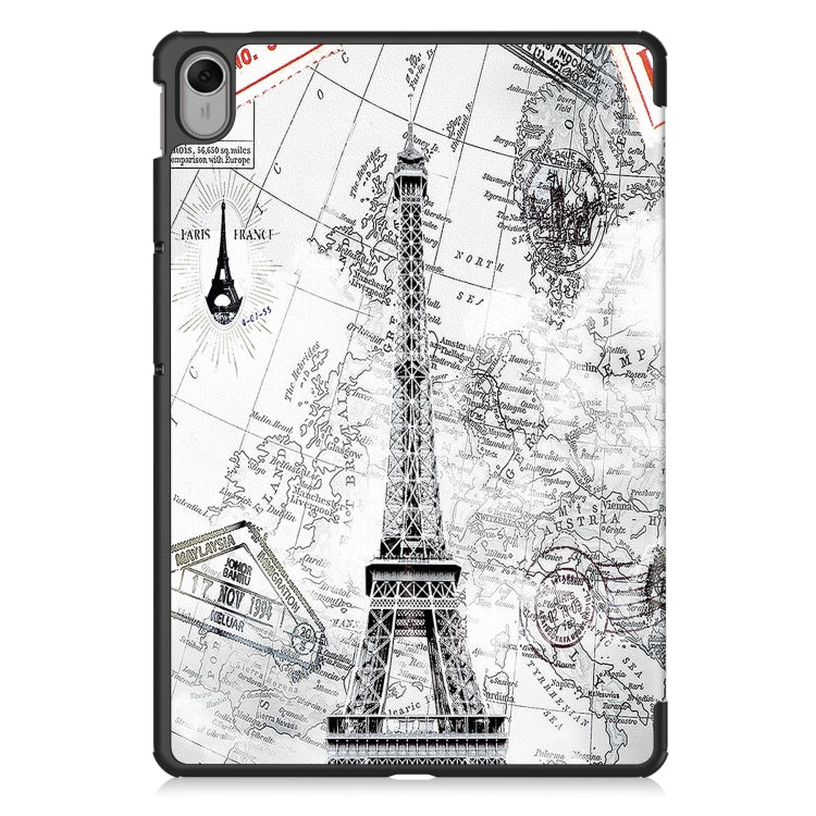 For Huawei MatePad 11.5 2023 Custer Painted 3-Fold Holder Smart Leather Tablet Case(Retro Tower) - Huawei by buy2fix | Online Shopping UK | buy2fix