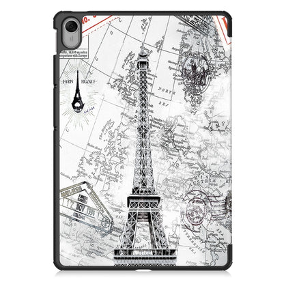 For Huawei MatePad 11.5 2023 Custer Painted 3-Fold Holder Smart Leather Tablet Case(Retro Tower) - Huawei by buy2fix | Online Shopping UK | buy2fix