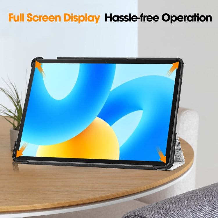 For Huawei MatePad 11.5 2023 Custer Painted 3-Fold Holder Smart Leather Tablet Case(Retro Tower) - Huawei by buy2fix | Online Shopping UK | buy2fix
