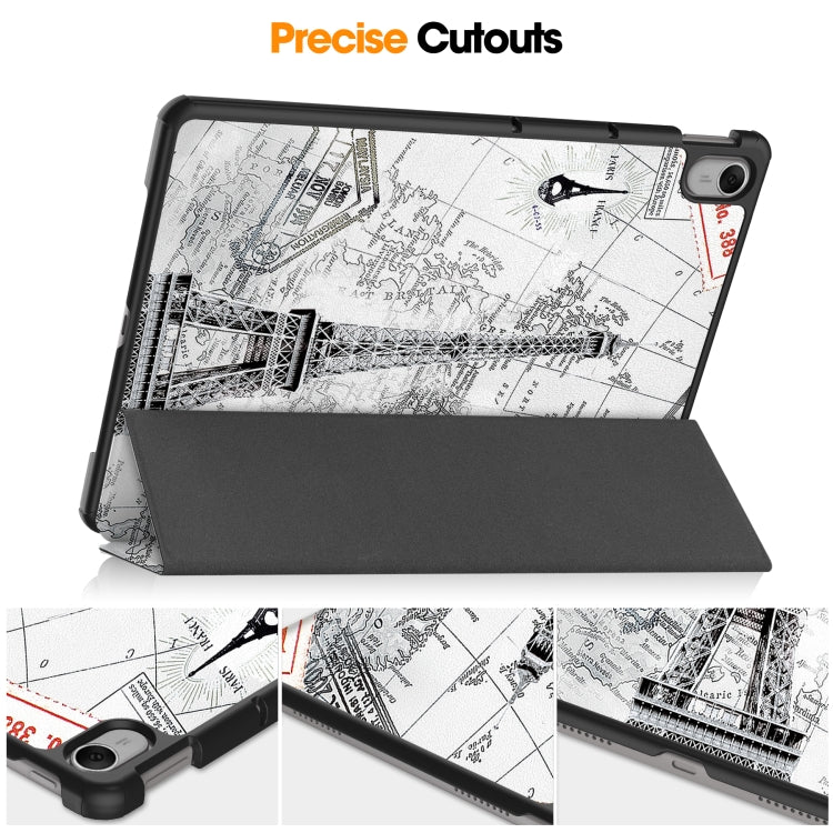 For Huawei MatePad 11.5 2023 Custer Painted 3-Fold Holder Smart Leather Tablet Case(Retro Tower) - Huawei by buy2fix | Online Shopping UK | buy2fix