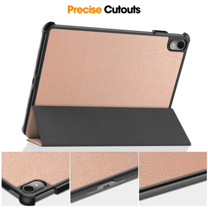 For Huawei MatePad 11.5 2023 Custer Texture 3-Fold Holder Leather Tablet Case(Rose Gold) - Huawei by buy2fix | Online Shopping UK | buy2fix