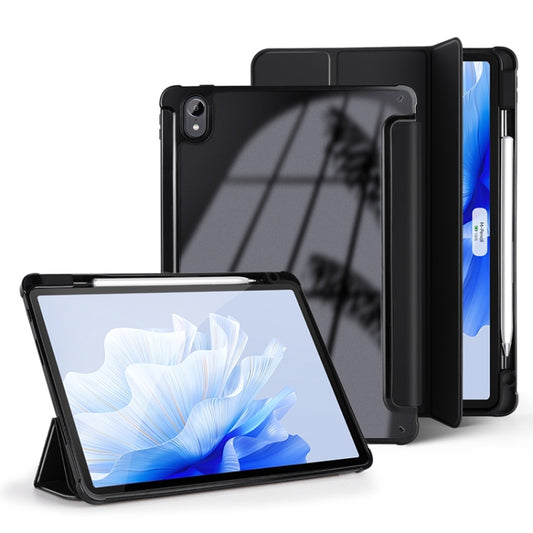 For Huawei MatePad Air 11.5 inch 3-Fold Clear Acrylic Leather Tablet Case(Black) - Huawei by buy2fix | Online Shopping UK | buy2fix