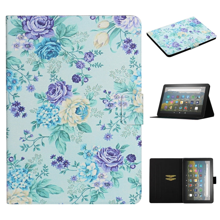 For Amazon Kindle Fire Max 11 Colored Drawing Flower Smart Leather Tablet Case(Purple Flower) - Amazon by buy2fix | Online Shopping UK | buy2fix