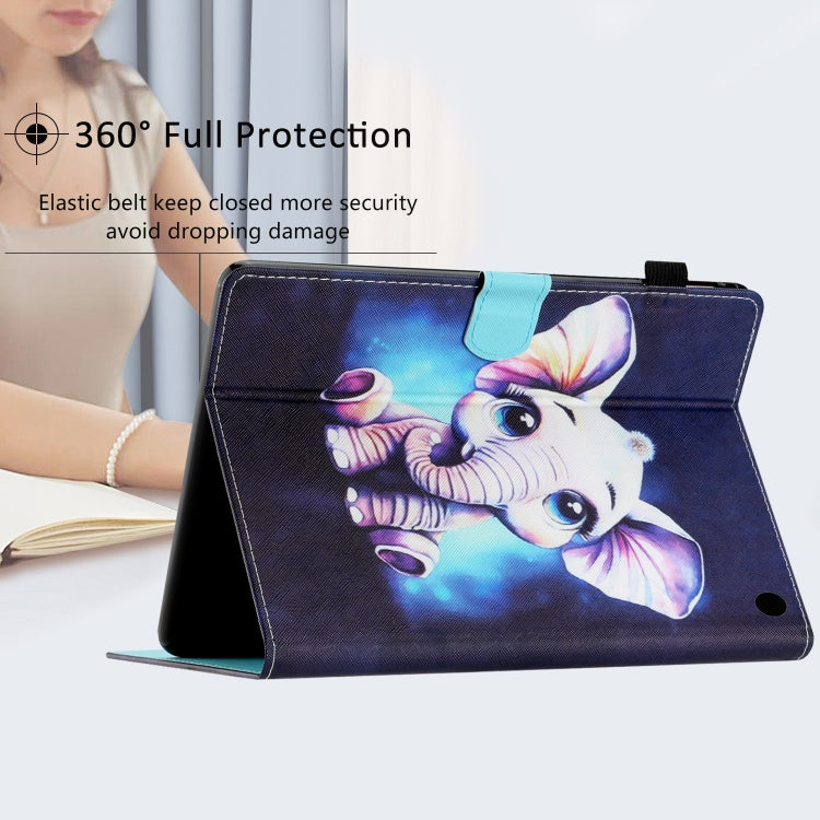 For Amazon Kindle Fire Max 11 Coloured Drawing Stitching Smart Leather Tablet Case(Elephant) by buy2fix