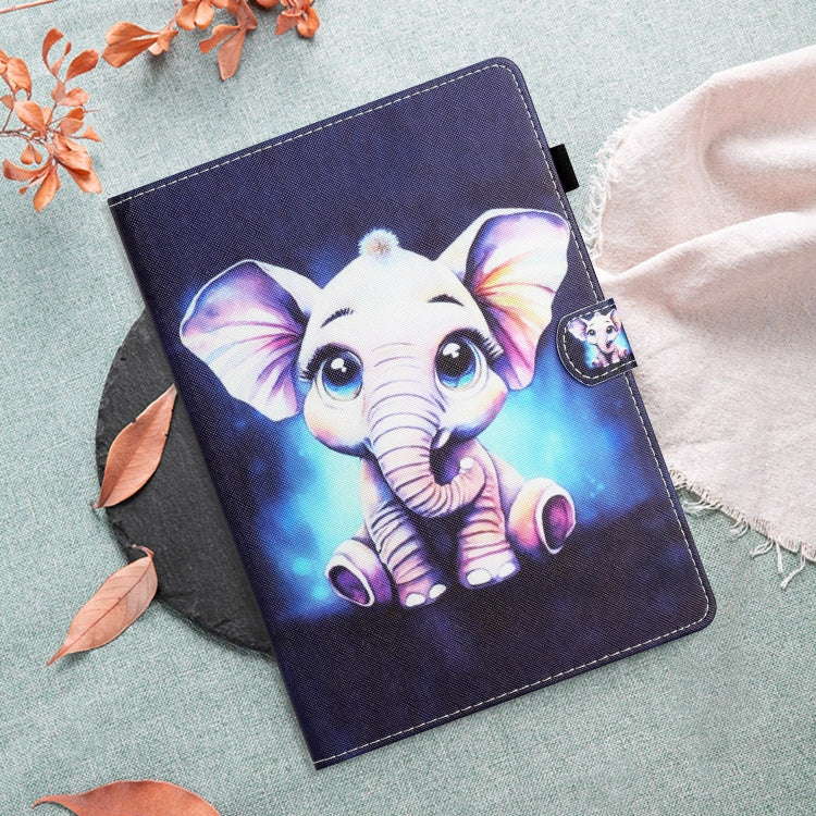 For Amazon Kindle Fire Max 11 Coloured Drawing Stitching Smart Leather Tablet Case(Elephant) by buy2fix
