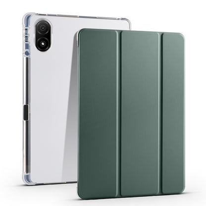 For Honor Pad V8 Pro 3-folding Transparent TPU Smart Leather Tablet Case(Green) - Honor by buy2fix | Online Shopping UK | buy2fix