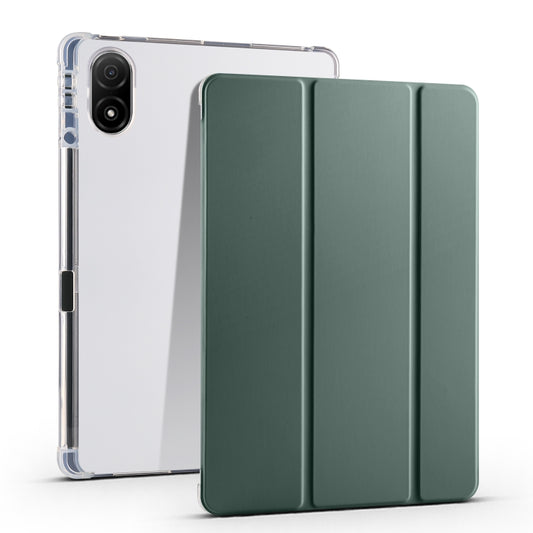 For Honor Pad V8 Pro 3-folding Transparent TPU Smart Leather Tablet Case(Green) - Honor by buy2fix | Online Shopping UK | buy2fix