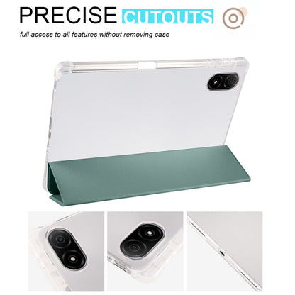 For Honor Pad V8 Pro 3-folding Transparent TPU Smart Leather Tablet Case(Green) - Honor by buy2fix | Online Shopping UK | buy2fix