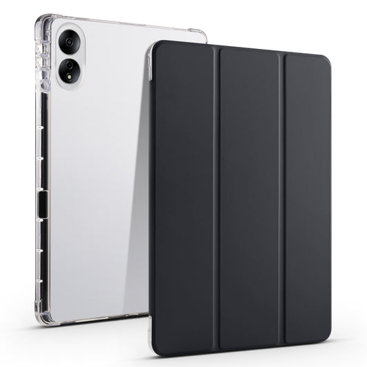 For Honor MagicPad 13 inch 3-folding Transparent TPU Smart Leather Tablet Case(Black) - Honor by buy2fix | Online Shopping UK | buy2fix