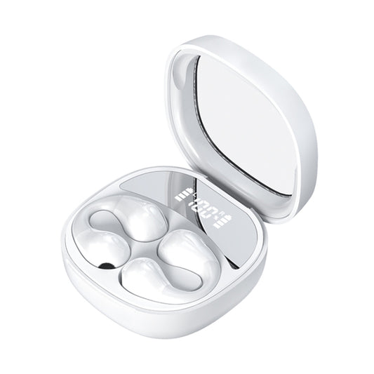JR01 Transparent Capsule Smart Digital Display Ear-hook Bluetooth Earphones(White) - Bluetooth Earphone by buy2fix | Online Shopping UK | buy2fix