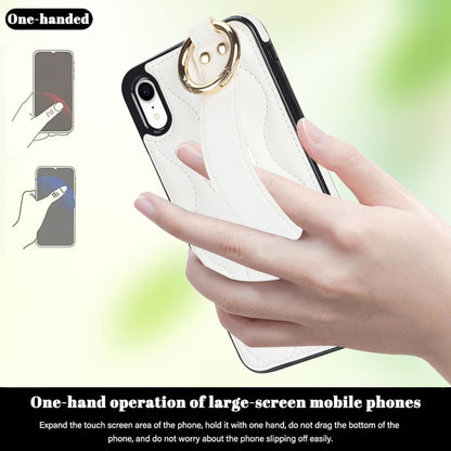 For iPhone XR Non-slip Full Coverage Ring PU Phone Case with Wristband(White) - More iPhone Cases by buy2fix | Online Shopping UK | buy2fix