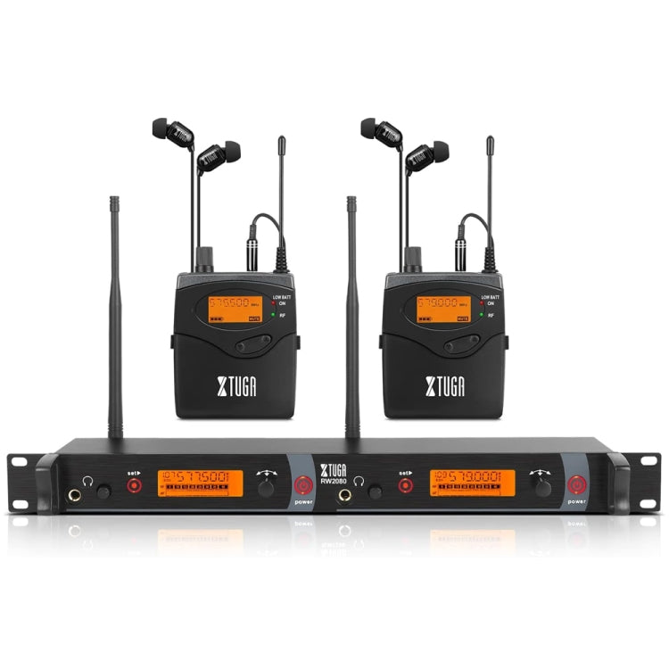 XTUGA RW2080 UHF Wireless Stage Singer In-Ear Monitor System 2 BodyPacks(EU Plug) - Microphone by XTUGA | Online Shopping UK | buy2fix