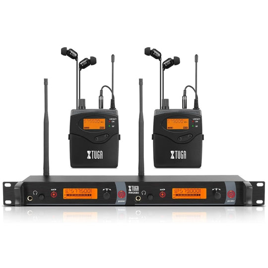 XTUGA RW2080 UHF Wireless Stage Singer In-Ear Monitor System 2 BodyPacks(EU Plug)